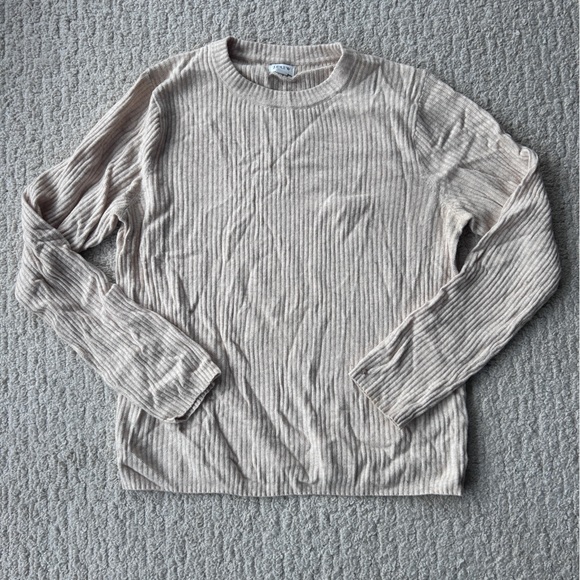 J. Crew Oatmeal Ribbed Crewneck Sweater - Picture 2 of 5